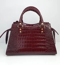 Bolsa Balenciaga Neo City Croco Embossed Burgunddy