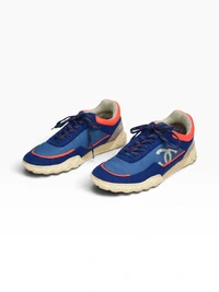 Tênis Chanel Interlocking CC Runner Azul e Laranja