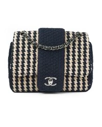 Bolsa Chanel Elementary Chic Flap Tweed Small Navy Blue