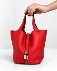 Bolsa Hermès Picotin 18 Clémence Rouge Radieux