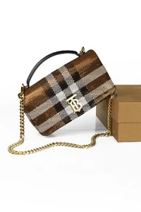 Bolsa Burberry Lola Small Lantejoulas Marrom