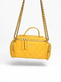 Bolsa Chanel Pocket Top Handle Vanity Yellow