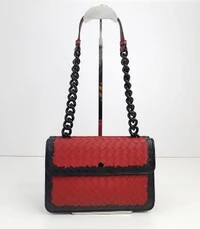 Bolsa Bottega Veneta Olimpia Intrecciato Vermelho/Preto