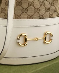 Bolsa Gucci Horsebit 1955 GG Canvas Bucket Ivory