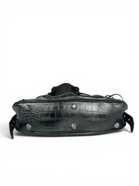 Bolsa Balenciaga Le Cagole Small Croco Embossed with Crystals Cinza Metalizada