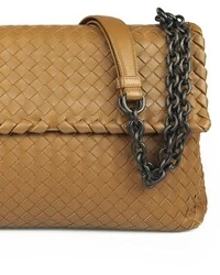 Bolsa Bottega Veneta Olimpia Intrecciato Caramelo