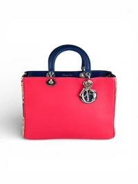 Bolsa Dior Diorissimo Snakeskin Média Rosa e Azul
