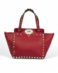 Bolsa Valentino Rockstud Tote Small Cereja