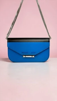 Bolsa Prada Sybille Crossbody em Couro Azul e Preto
