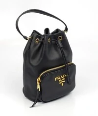 Bolsa Prada Bucket Couro Preto