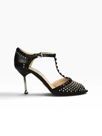 Sandália Prada Peep Toe Studded T-Strap