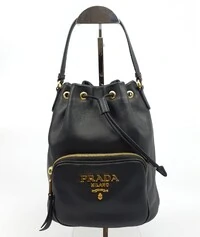 Bolsa Prada Bucket Couro Preto