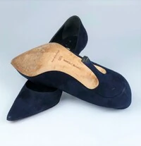 Sapato Manolo Blahnik Camurça Azul Marinho