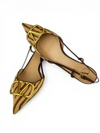 Scarpin Valentino VLogo Sling Pony-Hair Natural