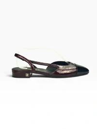Chanel Crocodile Embossed Patent Leather Cap-Toe Slingback