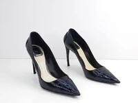 Sapato Christian Dior em Couro e Croco Preto e Azul