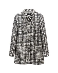 Casaco Chanel Camélia em Tweed Xadrez Cinza e Branco