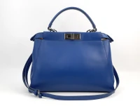 Bolsa Fendi Peekaboo, em Couro Medium, Azul Petróleo