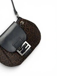 Bolsa Fendi Zucchino Canvas Drawstring Baguette