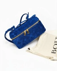 Bolsa Bottega Veneta Bang Bang Intrecciato Suede Azul Royal