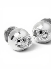 Brinco Valentino VLogo Round Stud Prata