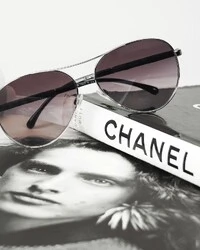 Óculos Chanel 4185CC Aviador Preto e Prata
