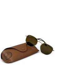 Óculos De Sol Ray-Ban Hexagonal Dourado Marrom