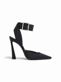 Sapato Saint Laurent Scarpin Crystal Buckle Pumps Preto