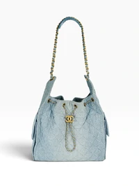 Chanel 25 Washed Denim Matelassê Large