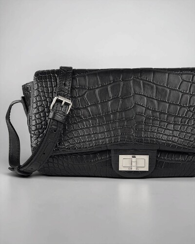 FotoBolsa Chanel Bolsa 2.55 Messenger Croco Preta
