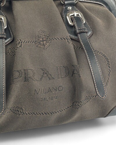 FotoBolsa Prada Canapa Logo Marrom/Preto