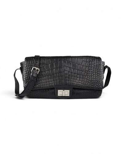 Foto Bolsa Chanel Bolsa 2.55 Messenger Croco Preta