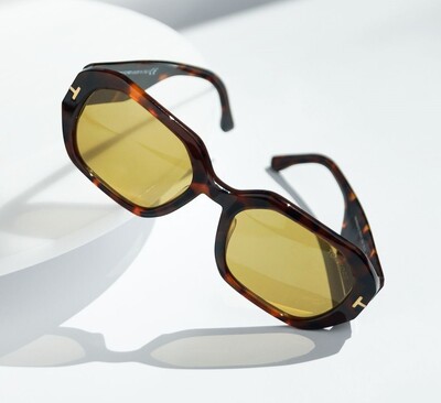 Foto Óculos de Sol Tom Ford Veronique Retangular Marrom