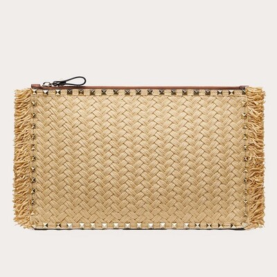 Foto Clutch Valentino Ráfia e Couro
