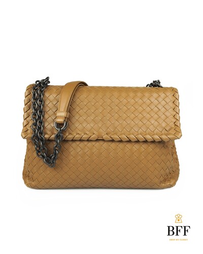 Foto Bolsa Bottega Veneta Olimpia Intrecciato Caramelo