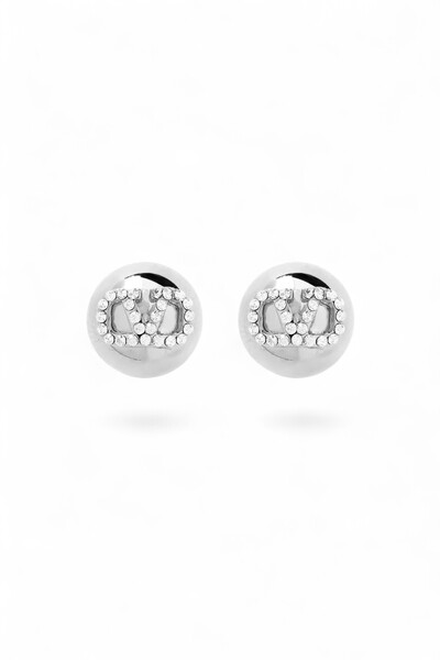 Foto Brinco Valentino VLogo Round Stud Prata