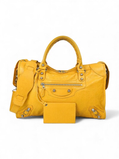 Foto Bolsa Balenciaga Motorcycle Giant Amarela