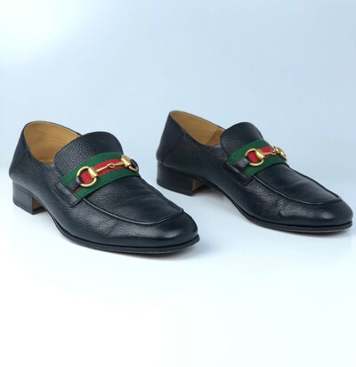 Foto Sapato Gucci Mocassim Horsebit Stripes Preto