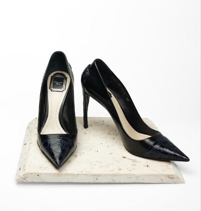 Foto Sapato Christian Dior em Couro e Croco Preto e Azul