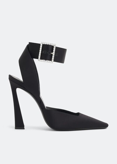 FotoSapato Saint Laurent Scarpin Crystal Buckle Pumps Preto