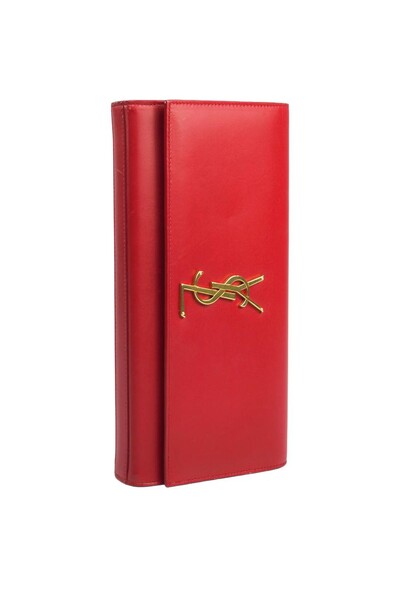 Foto Clutch Yves Saint Laurent Couro Vermelha