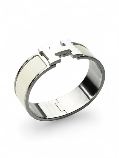 Foto Bracelete Hermès Clic Clac H Prata Off White