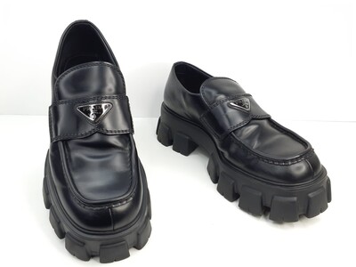 Foto Sapato Prada Mocassim Monolith Sola Tratorada Preto