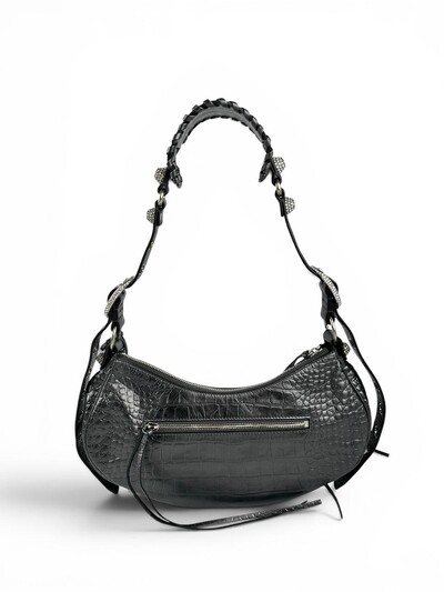 Foto Bolsa Balenciaga Le Cagole Small Croco Embossed with Crystals Cinza Metalizada