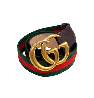 Foto Cinto Gucci Canvas Verde, Vermelho e Marrom