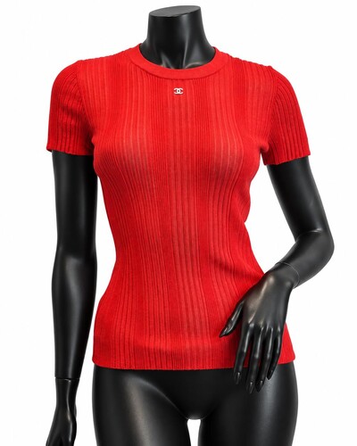 Foto Chanel Top Coco Beach Canelado Vermelho