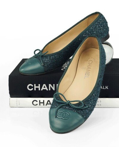 Foto Sapatilha Chanel Tweed Verde Azul