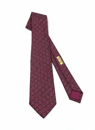 Foto Gravata Hermès em Seda Amarante Mosaïque