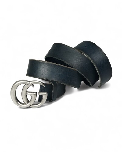 FotoGucci GG Distressed Leather Belt – Navy