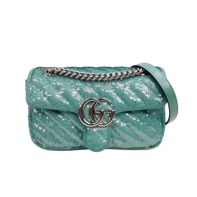 Foto Bolsa Gucci Marmont Paetê Azul Turquesa
